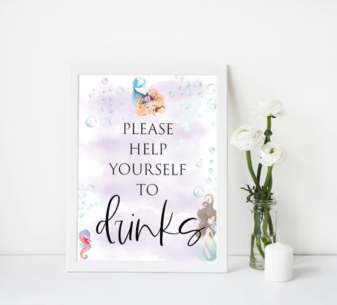 drinks baby table signs, Little mermaid baby decor, printable baby table signs, printable baby decor, baby little mermaid table signs, fun baby signs, baby little mermaid fun baby table signs