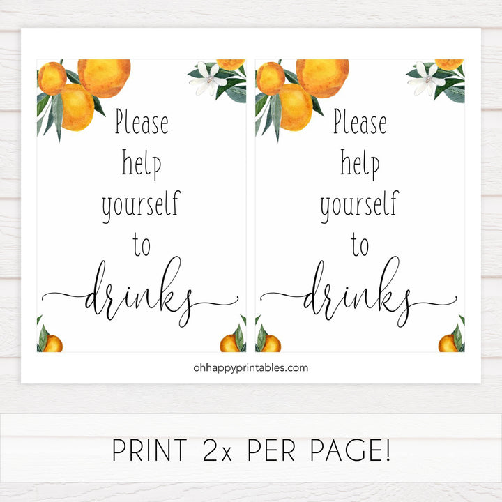 drinks baby shower table sign, Little cutie baby decor, printable baby table signs, printable baby decor, baby little cutie table signs, fun baby signs, baby little cutie fun baby table signs, citrus baby shower signs,