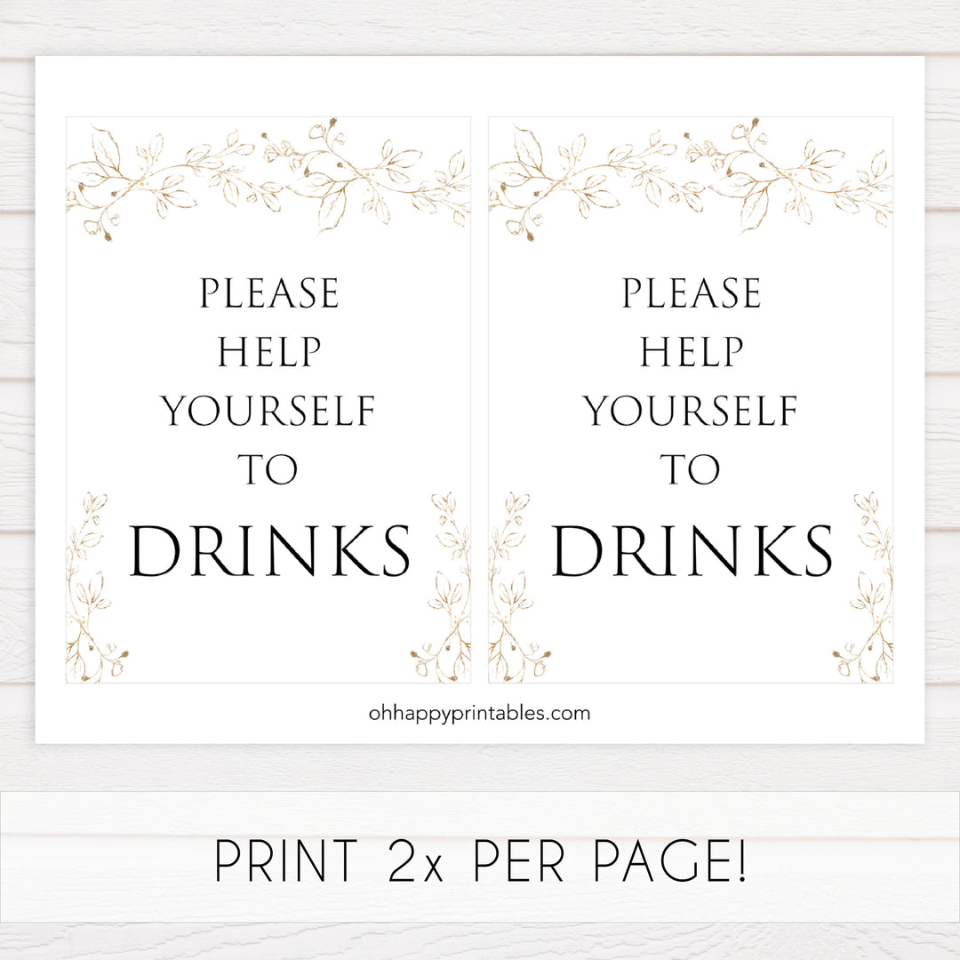 drinks table sign, Gold leaf baby decor, printable baby table signs, printable baby decor, baby gold leaf table signs, fun baby signs, baby gold leaf fun baby table signs