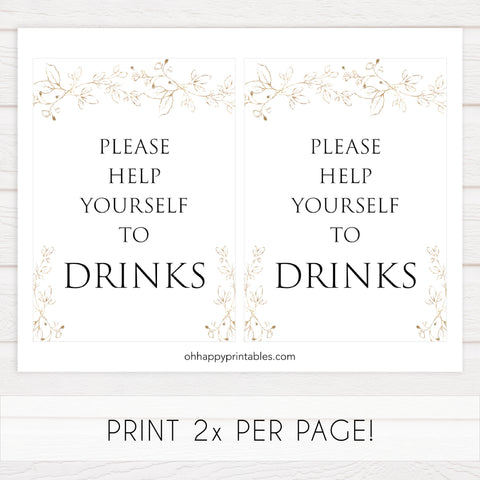 drinks table sign, Gold leaf baby decor, printable baby table signs, printable baby decor, baby gold leaf table signs, fun baby signs, baby gold leaf fun baby table signs