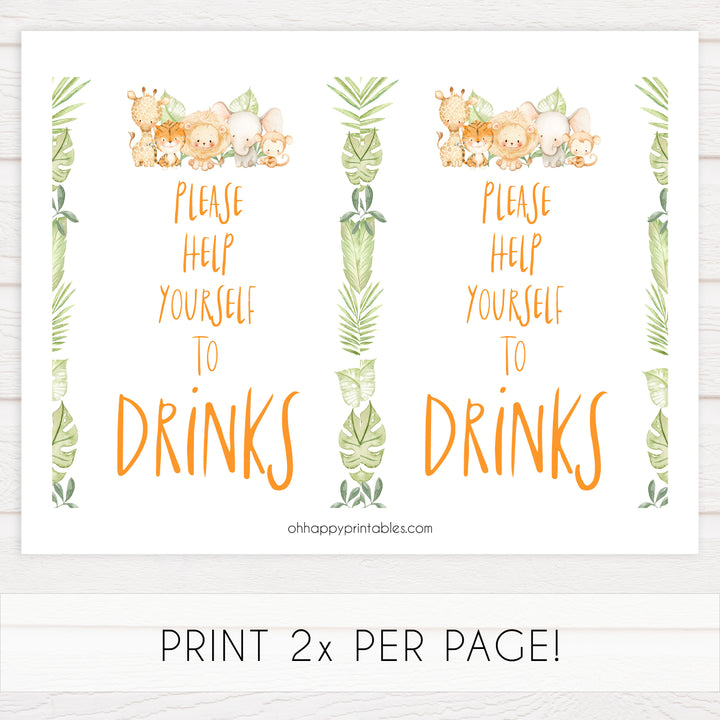 drinks baby table signs, Safari animals baby decor, printable baby table signs, printable baby decor, baby safari animals table signs, fun baby signs, baby safari animals fun baby table signs