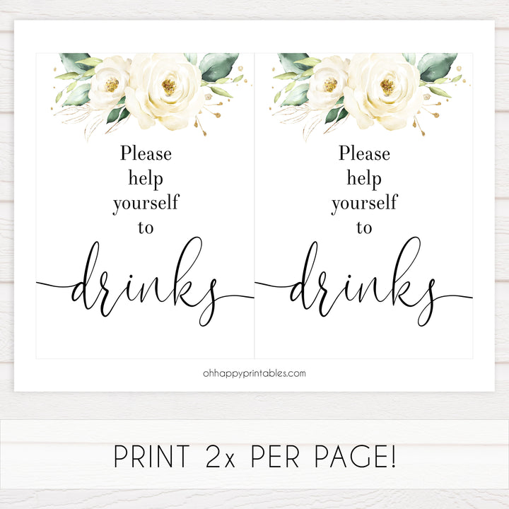 drinks baby shower table signs, White floral baby decor, printable baby table signs, printable baby decor, baby safari animals table signs, fun baby signs, baby safari animals fun baby table signs