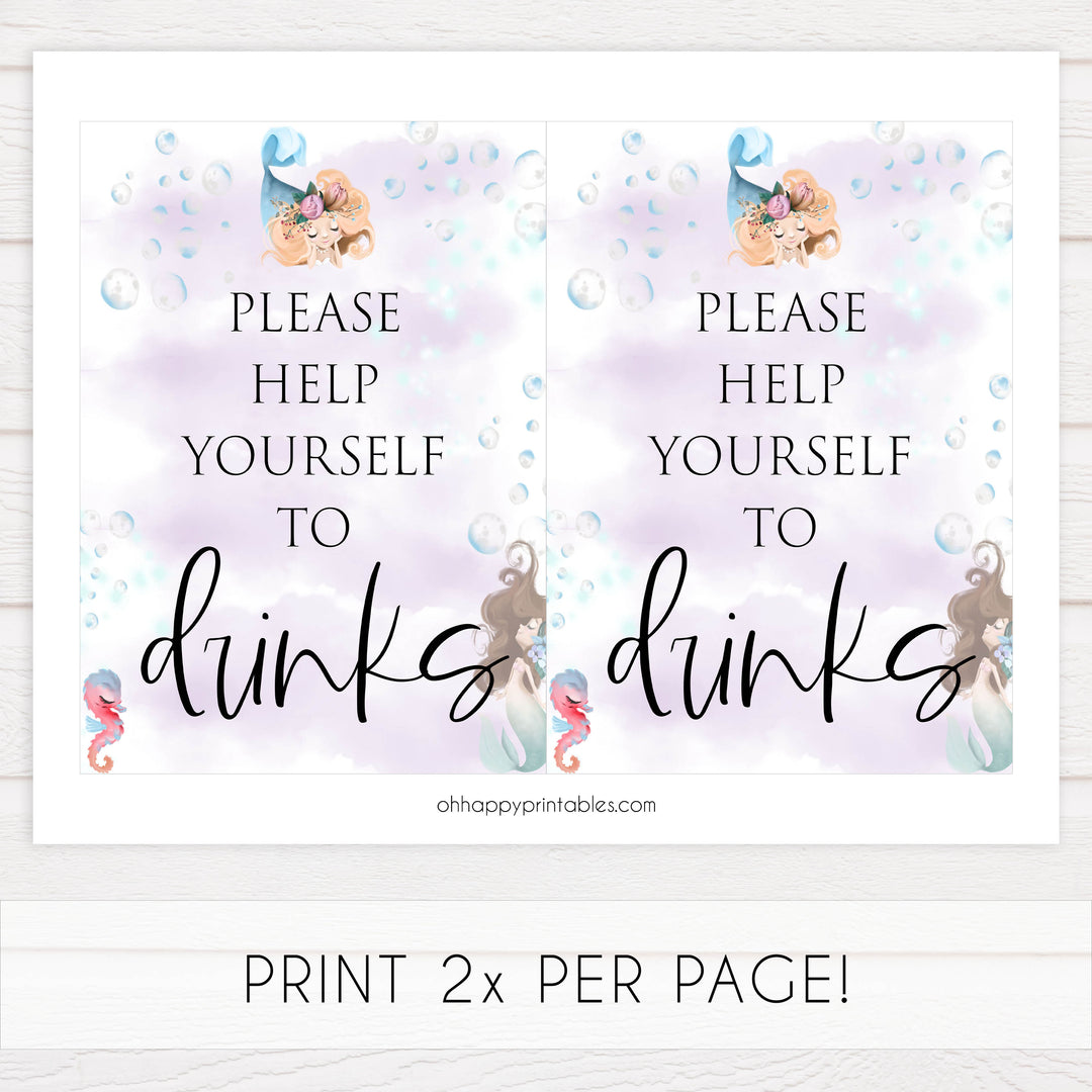 drinks baby table signs, Little mermaid baby decor, printable baby table signs, printable baby decor, baby little mermaid table signs, fun baby signs, baby little mermaid fun baby table signs