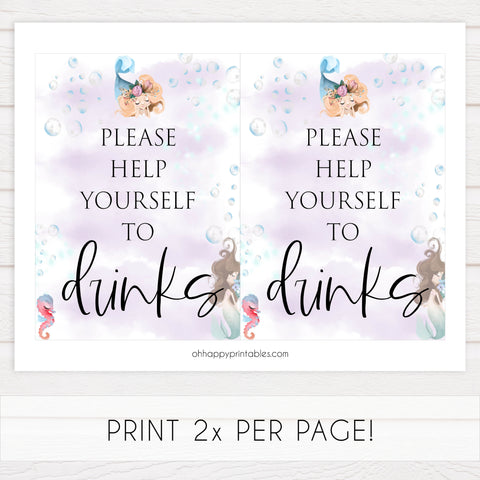 drinks baby table signs, Little mermaid baby decor, printable baby table signs, printable baby decor, baby little mermaid table signs, fun baby signs, baby little mermaid fun baby table signs