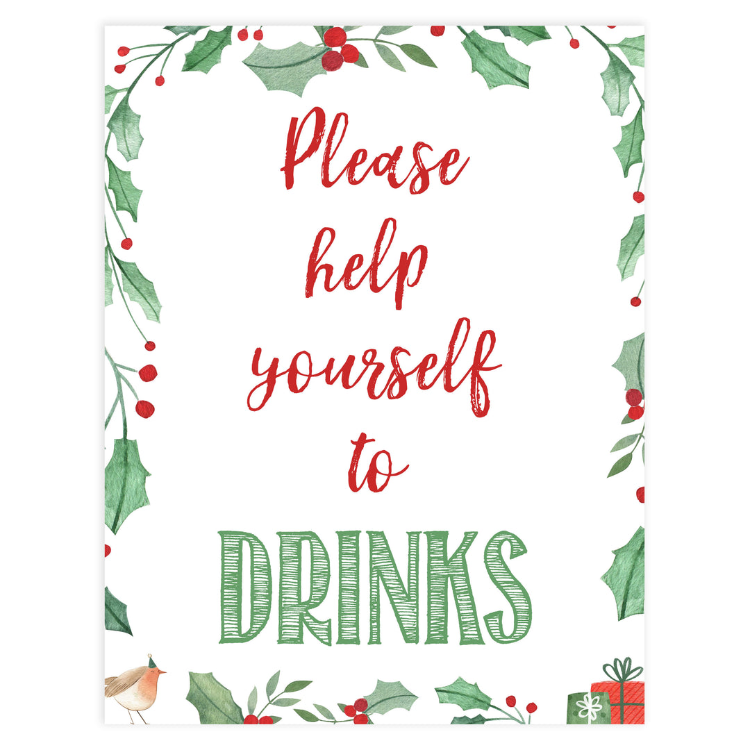 Christmas baby shower signs, drinks baby shower sign, baby shower decor, printable baby signs, baby decor, festive baby shower
