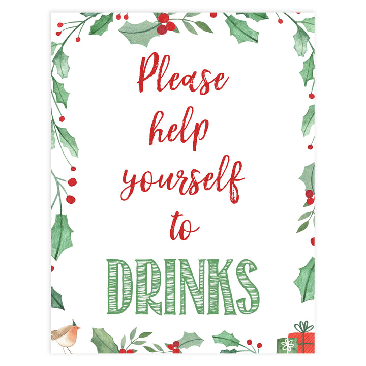 Christmas baby shower signs, drinks baby shower sign, baby shower decor, printable baby signs, baby decor, festive baby shower