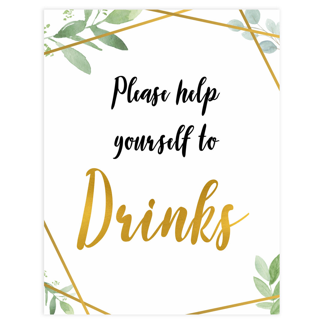 drinks baby table signs, drinks baby decor, Gold geometric baby decor, printable baby table signs, printable baby decor, gold table signs, fun baby signs, geometric fun baby table signs