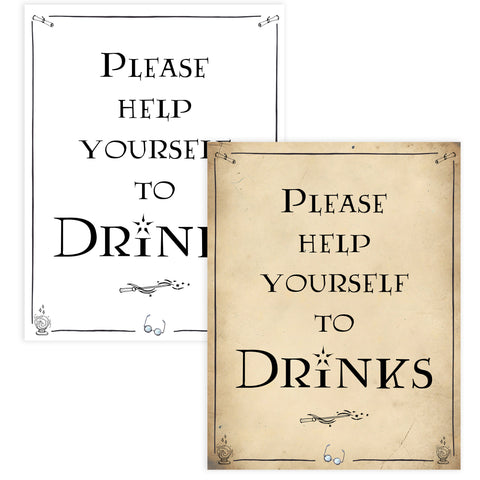 drinks baby signs, Wizard baby shower signs, printable baby shower decor, Harry Potter baby decor, Harry Potter baby shower ideas, fun baby decor, fun baby signs