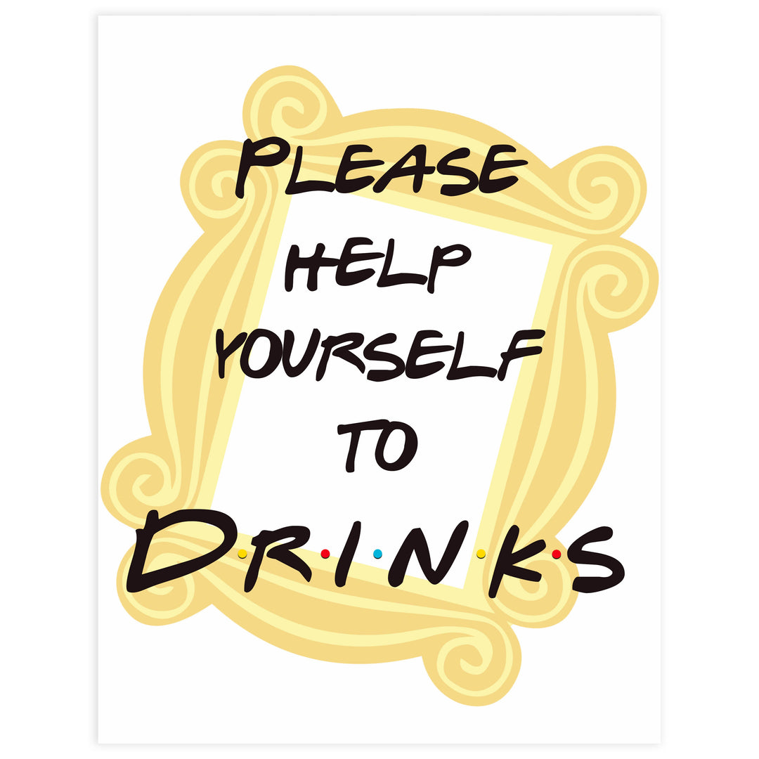 drinks baby table signs, Friends baby decor, printable baby table signs, printable baby decor, friends table signs, fun baby signs, friends fun baby table signs