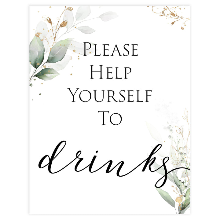 Gold green leaf baby games, drinks sign, printable baby games, fun baby games, top baby games to play, gold leaf baby shower, greenery baby shower ideas