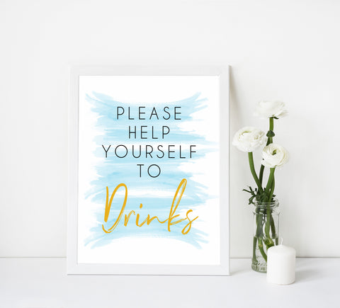 blue watercolor baby signs, drinks baby signs, drinks baby decor, printable baby signs, fun baby games, baby shower ideas