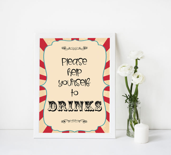 drinks baby table signs, drinks baby decor, Circus baby decor, printable baby table signs, printable baby decor, carnival table signs, fun baby signs, circus fun baby table signs