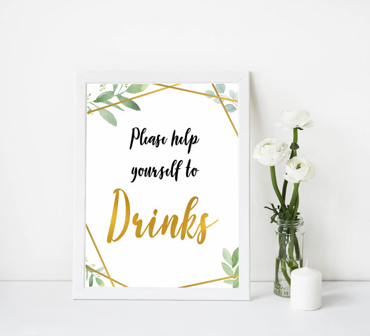 drinks baby table signs, drinks baby decor, Gold geometric baby decor, printable baby table signs, printable baby decor, gold table signs, fun baby signs, geometric fun baby table signs