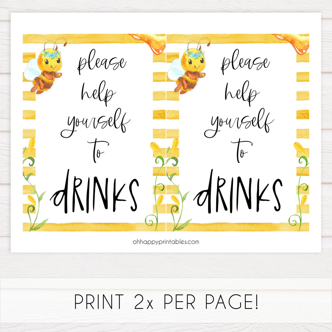 drinks baby table signs, drinks baby signs, Mommy to bee baby decor, printable baby table signs, printable baby decor, mommy bee table signs, fun baby signs, mummy bee fun baby table signs