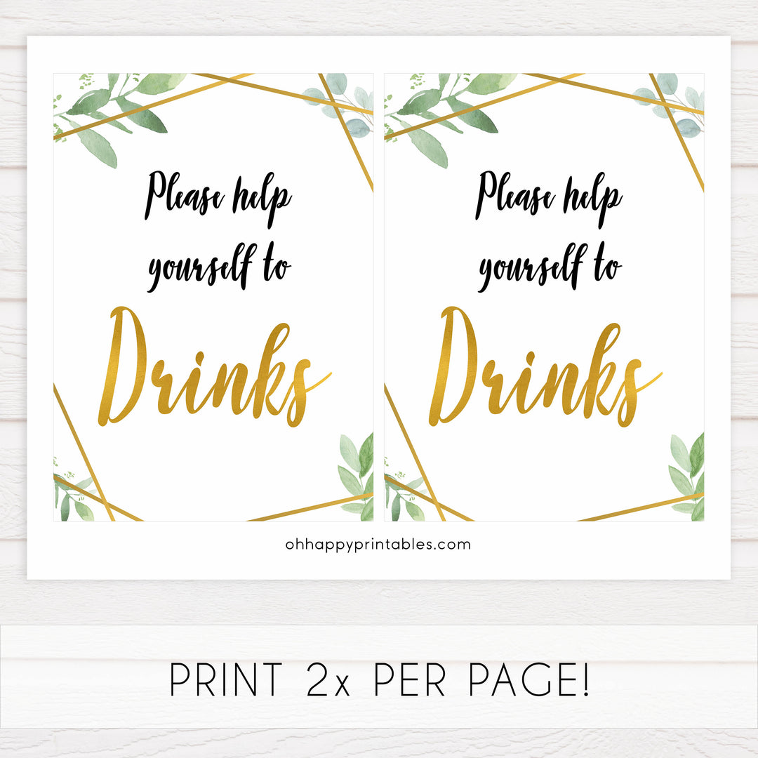 drinks baby table signs, drinks baby decor, Gold geometric baby decor, printable baby table signs, printable baby decor, gold table signs, fun baby signs, geometric fun baby table signs