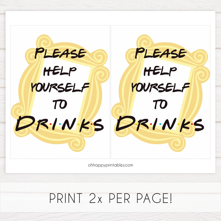 8 Table Signs Pack, Friends baby decor, printable baby table signs, printable baby decor, friends table signs, fun baby signs, friends fun baby table signs