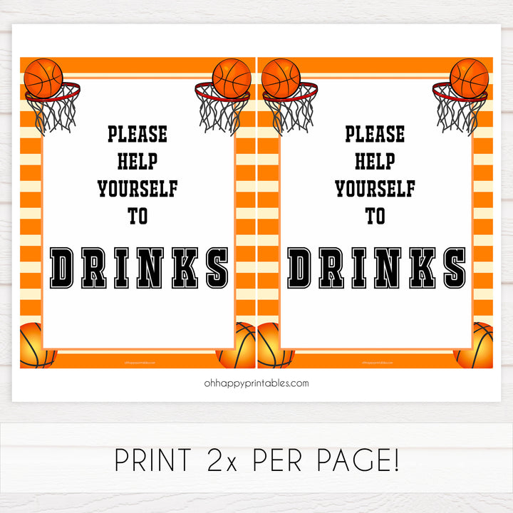drinks baby table signs, drinks table signs, Basketball baby decor, printable baby table signs, printable baby decor, Basketball table signs, fun baby signs, Basketball fun baby table signs