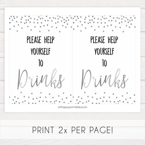 drinks baby table signs, drinks sign, Baby silver glitter baby decor, printable baby table signs, printable baby decor, baby silver glitter table signs, fun baby signs, baby silver fun baby table signs