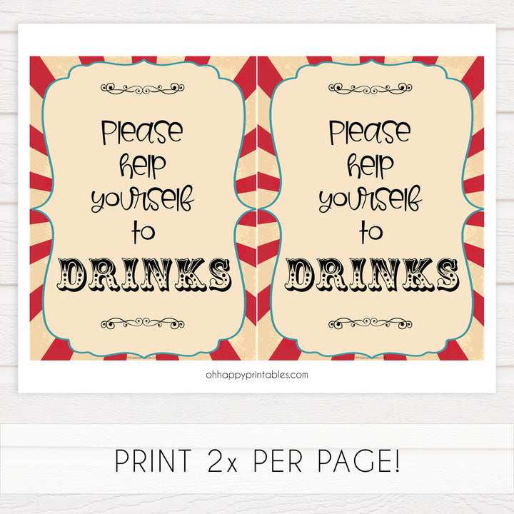drinks baby table signs, drinks baby decor, Circus baby decor, printable baby table signs, printable baby decor, carnival table signs, fun baby signs, circus fun baby table signs