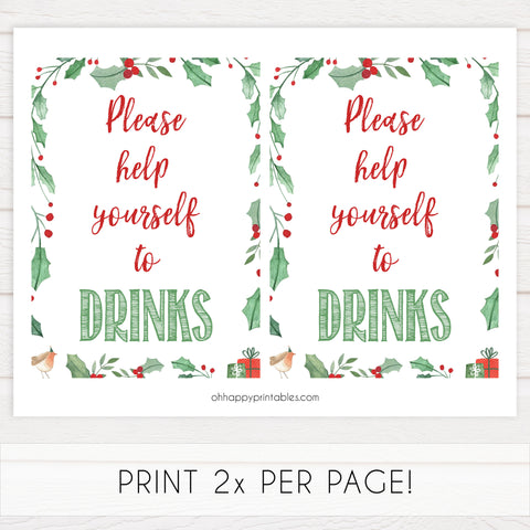 Christmas baby shower signs, drinks baby shower sign, baby shower decor, printable baby signs, baby decor, festive baby shower