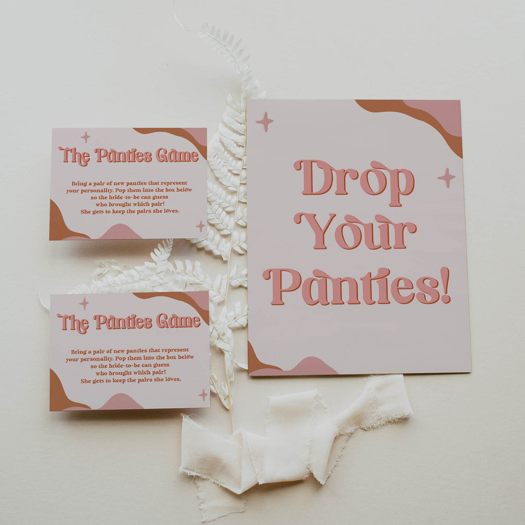 drop your panties game, 70s retro bridal shower, retro bridal shower games, modern 70s bridal collection, 70s bridal shower, printable bridal games