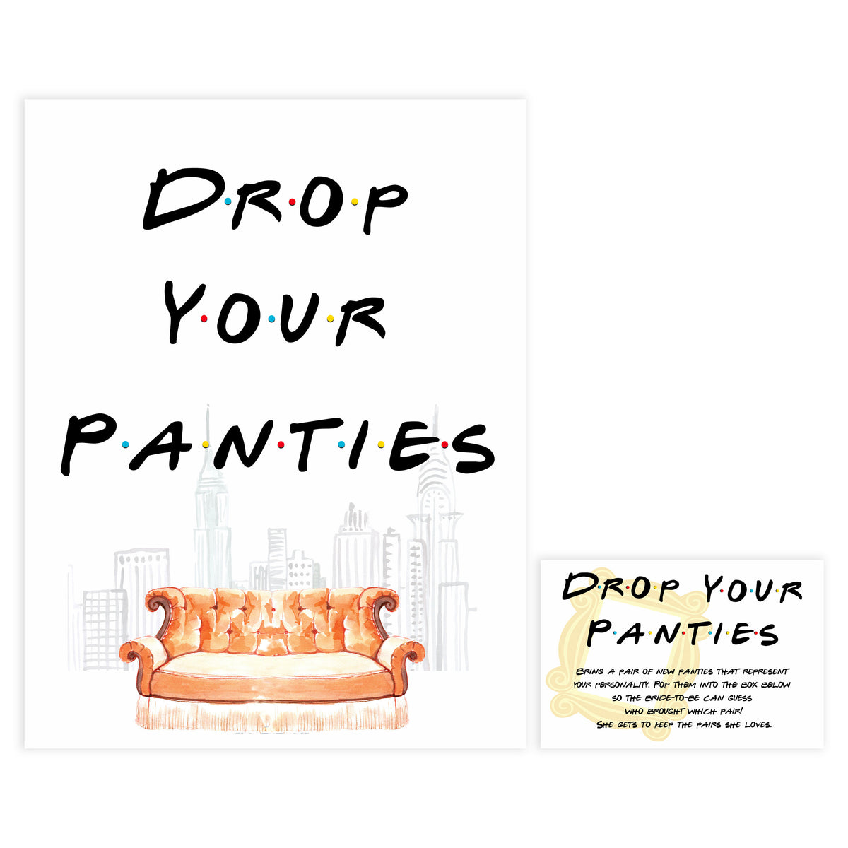 drop your panties game, Printable bridal shower games, friends bridal shower, friends bridal shower games, fun bridal shower games, bridal shower game ideas, friends bridal shower