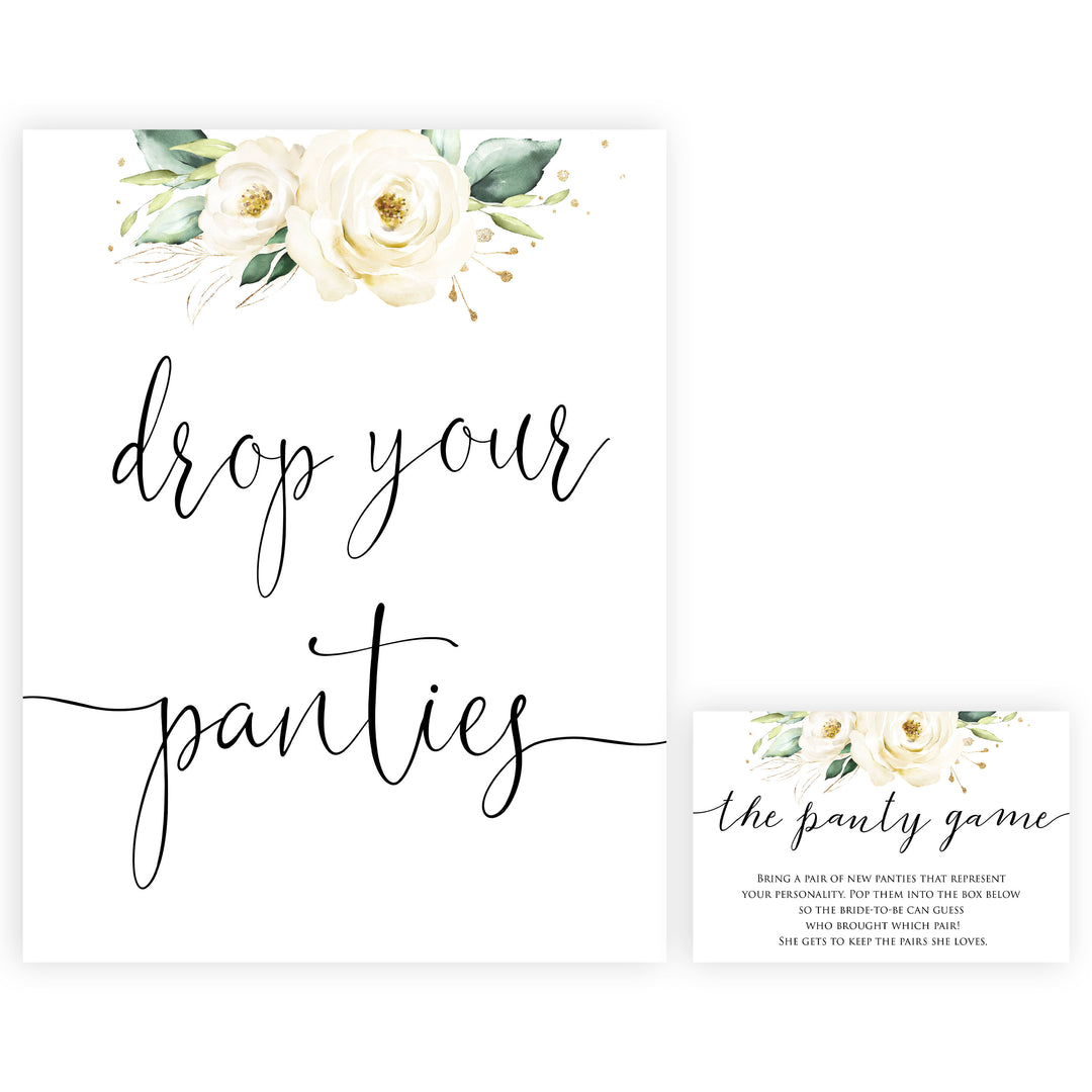 drop your panties game, Printable bridal shower games, floral bridal shower, floral bridal shower games, fun bridal shower games, bridal shower game ideas, floral bridal shower