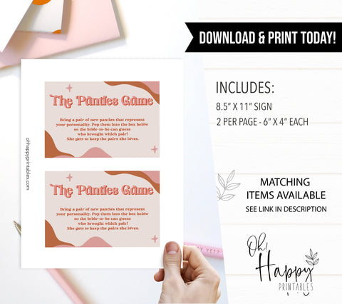 drop your panties game, 70s retro bridal shower, retro bridal shower games, modern 70s bridal collection, 70s bridal shower, printable bridal games