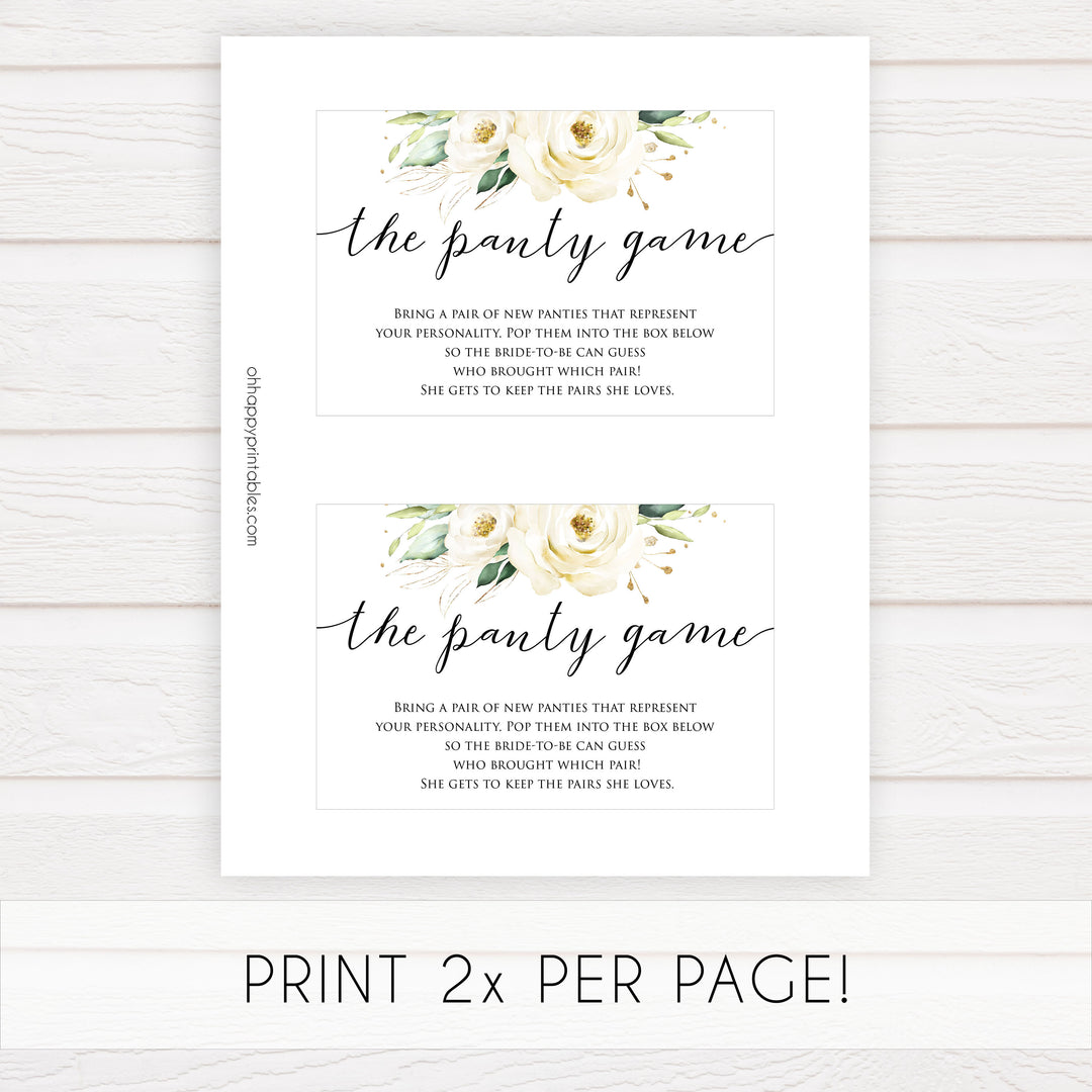 drop your panties game, Printable bridal shower games, floral bridal shower, floral bridal shower games, fun bridal shower games, bridal shower game ideas, floral bridal shower