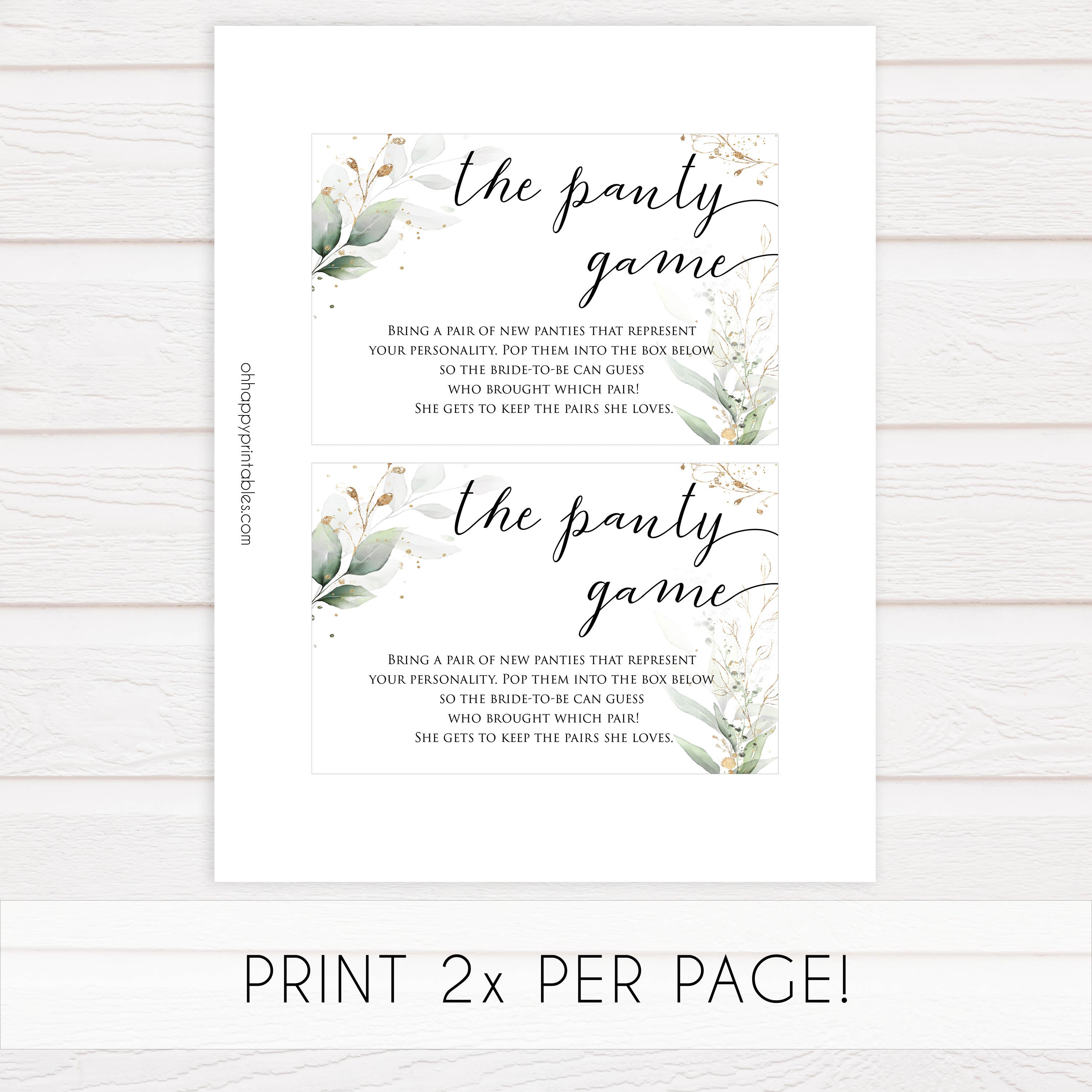 drop your panties game, Printable bridal shower games, greenery bridal shower, gold leaf bridal shower games, fun bridal shower games, bridal shower game ideas, greenery bridal shower