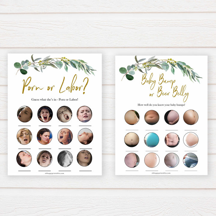 Eucalyptus baby shower games, fun baby shower games, printable baby games, baby shower ideas, baby games, baby shower baby shower bundle, baby shower games packs