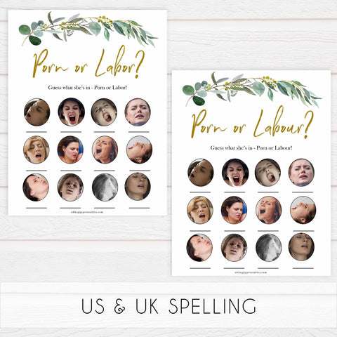 Eucalyptus baby games, labor or porn, baby bump, boobs or butt game, printable baby shower games, fun baby games, top baby games, best baby games, baby shower games