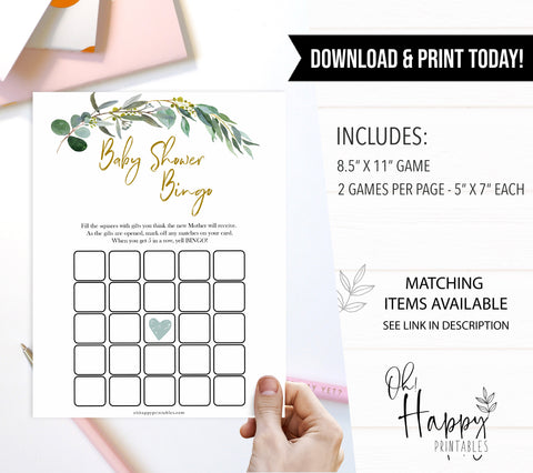 Eucalyptus baby shower games, baby shower bingo baby game, fun baby shower games, printable baby games, baby shower ideas, baby games, baby shower baby shower bundle, baby shower games packs, botanical baby shower