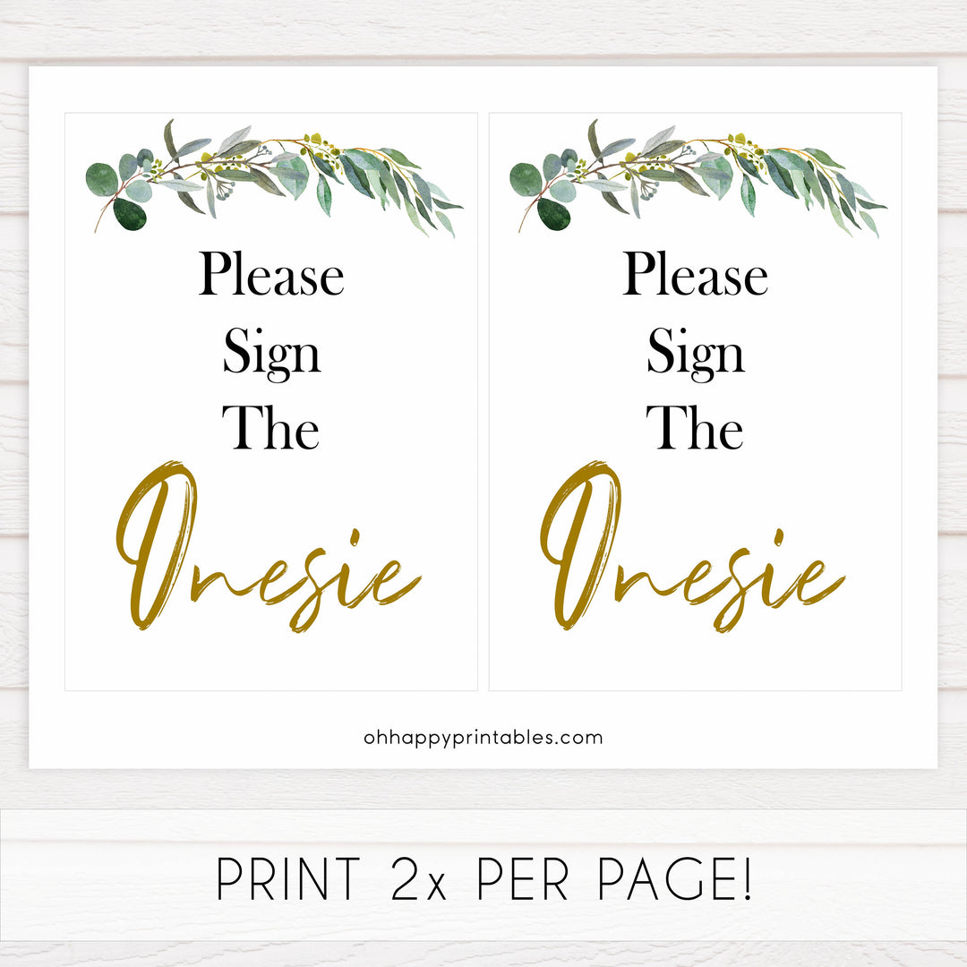 Eucalyptus baby games, sign the onesie, printable baby shower games, fun baby games, top baby games, best baby games, baby shower games