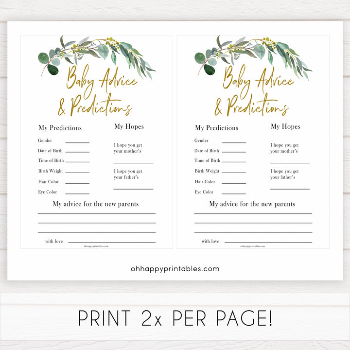 Eucalyptus baby shower games, baby advice and predictions baby game, fun baby shower games, printable baby games, baby shower ideas, baby games, baby shower baby shower bundle, baby shower games packs, botanical baby shower