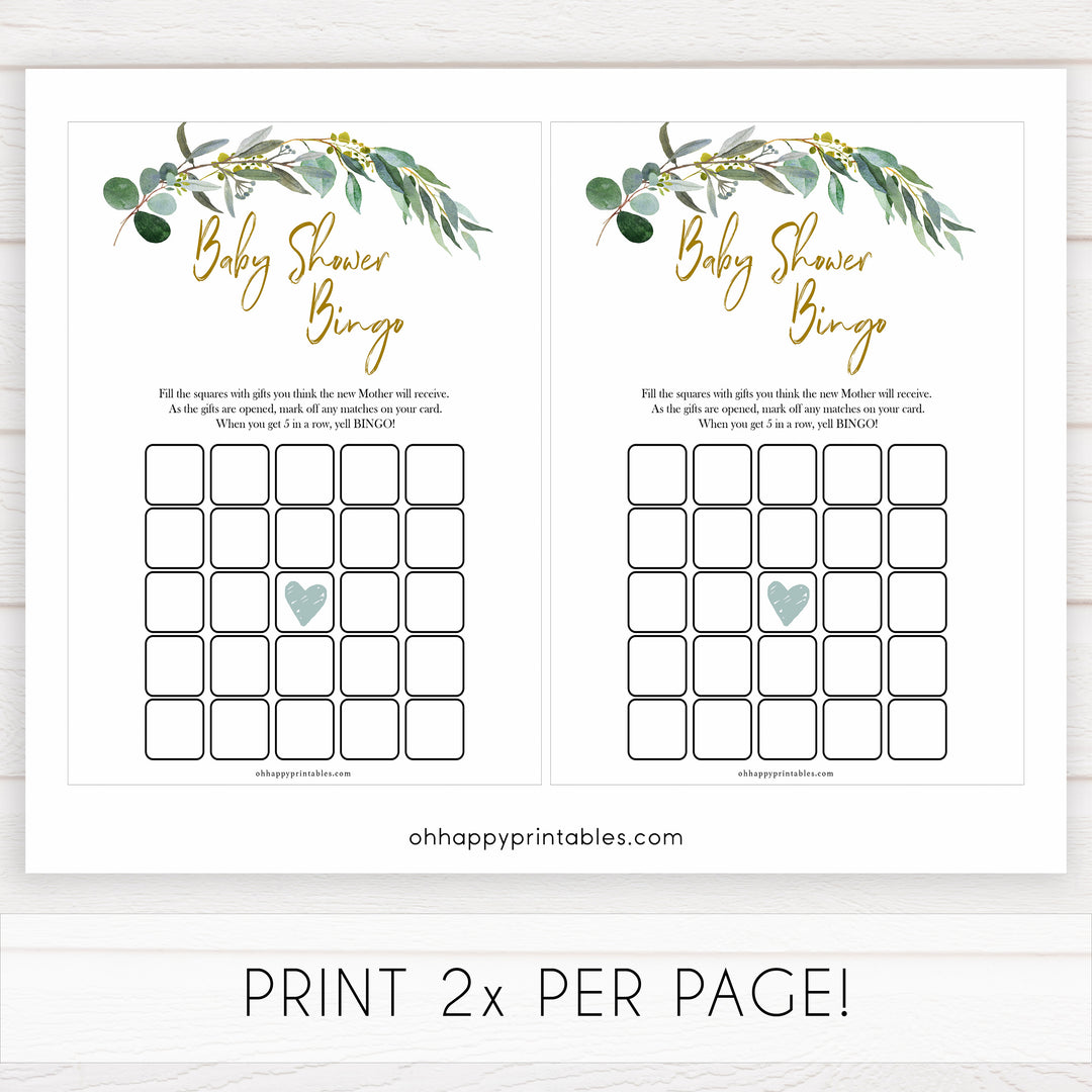 Eucalyptus baby shower games, baby shower bingo baby game, fun baby shower games, printable baby games, baby shower ideas, baby games, baby shower baby shower bundle, baby shower games packs, botanical baby shower