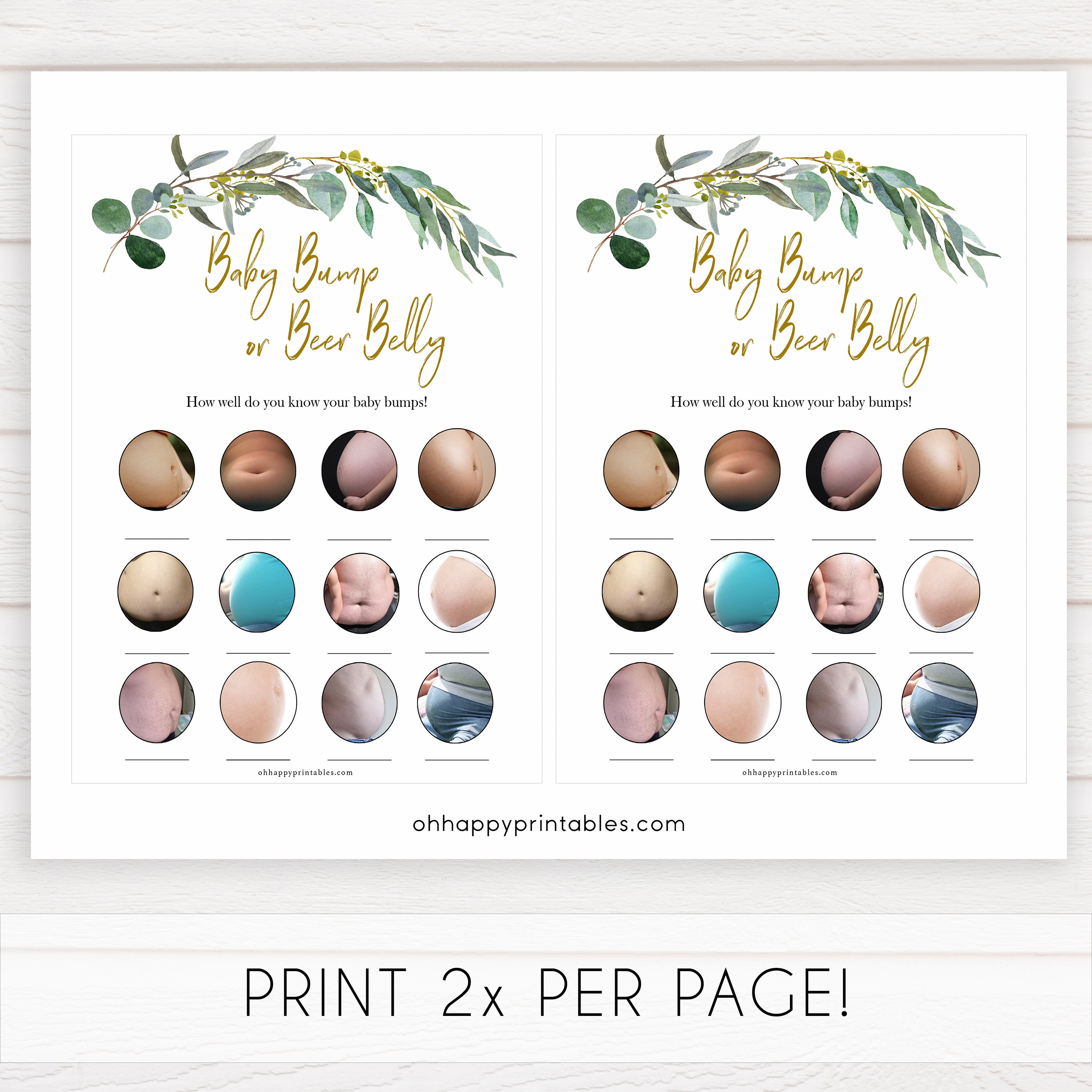 Eucalyptus baby shower games, baby bump or beer belly baby game, fun baby shower games, printable baby games, baby shower ideas, baby games, baby shower baby shower bundle, baby shower games packs, botanical baby shower