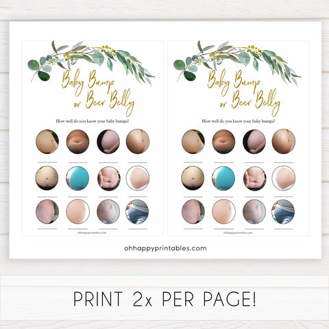 Eucalyptus baby shower games, baby bump or beer belly baby game, fun baby shower games, printable baby games, baby shower ideas, baby games, baby shower baby shower bundle, baby shower games packs, botanical baby shower