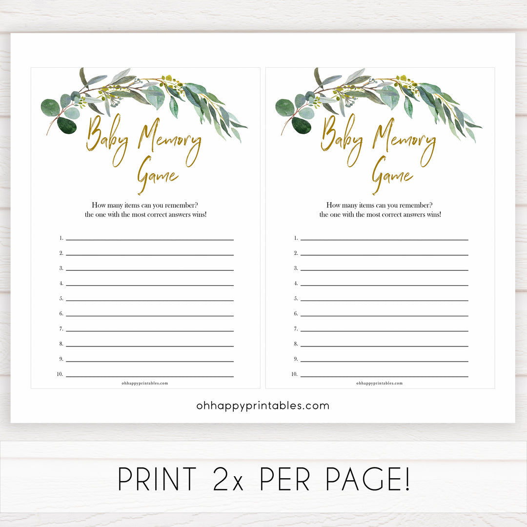 Eucalyptus baby shower games, baby memory game baby game, fun baby shower games, printable baby games, baby shower ideas, baby games, baby shower baby shower bundle, baby shower games packs, botanical baby shower