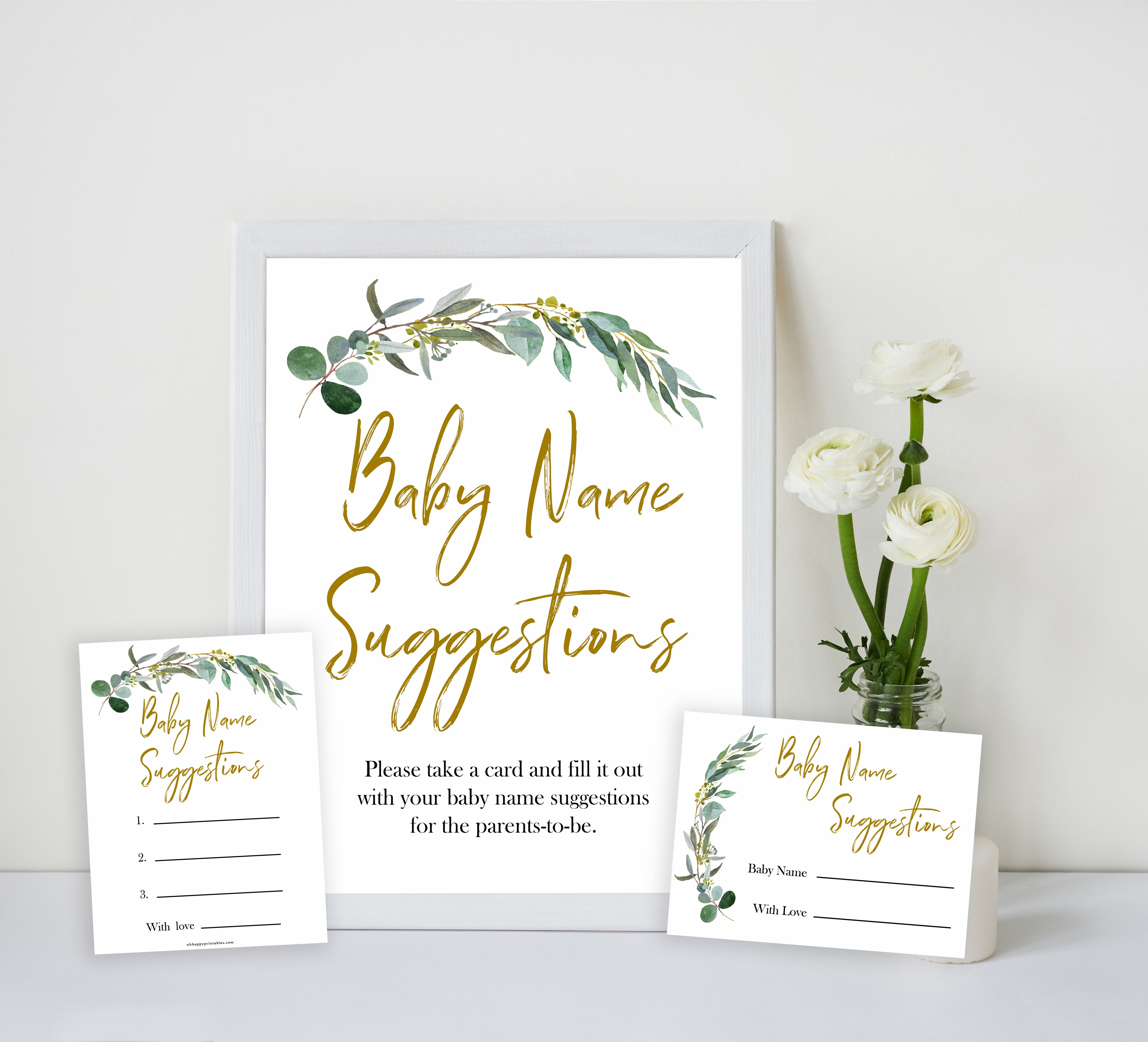 Eucalyptus baby shower games, baby name suggestions baby game, fun baby shower games, printable baby games, baby shower ideas, baby games, baby shower baby shower bundle, baby shower games packs, botanical baby shower