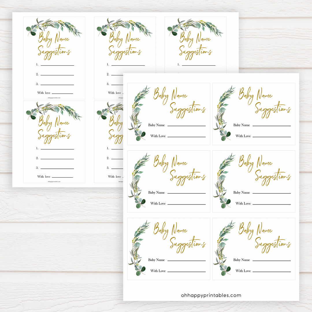 Eucalyptus baby shower games, baby name suggestions baby game, fun baby shower games, printable baby games, baby shower ideas, baby games, baby shower baby shower bundle, baby shower games packs, botanical baby shower