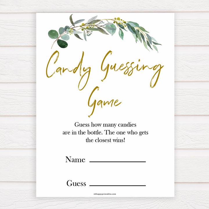 Eucalyptus baby shower games, candy guessing game baby game, fun baby shower games, printable baby games, baby shower ideas, baby games, baby shower baby shower bundle, baby shower games packs, botanical baby shower