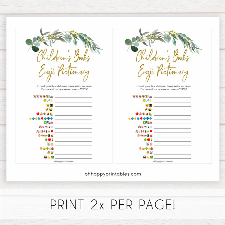 Eucalyptus baby shower games, emoji pictionary baby game, fun baby shower games, printable baby games, baby shower ideas, baby games, baby shower baby shower bundle, baby shower games packs, botanical baby shower