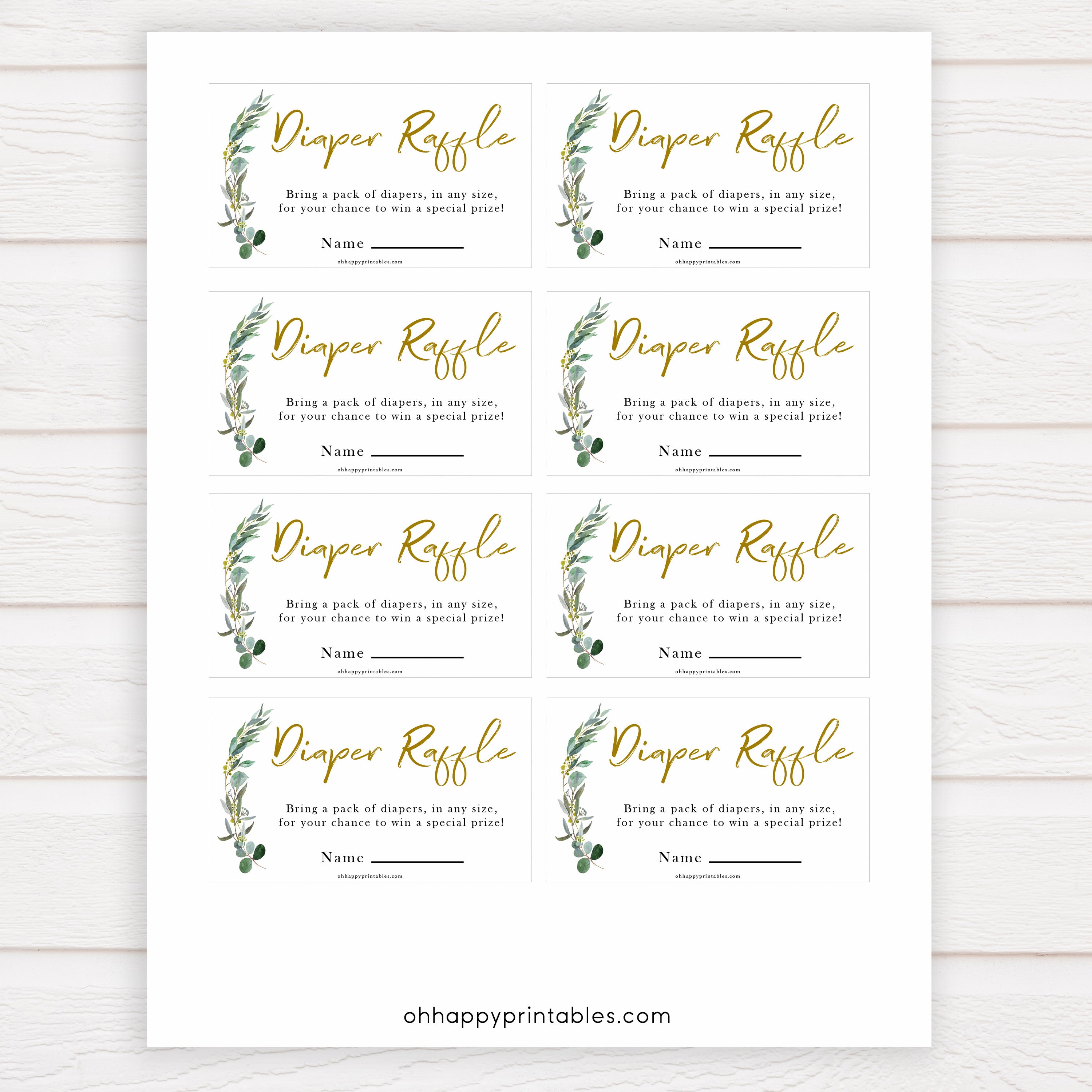 Eucalyptus baby shower games, diaper raffle baby game, fun baby shower games, printable baby games, baby shower ideas, baby games, baby shower baby shower bundle, baby shower games packs, botanical baby shower