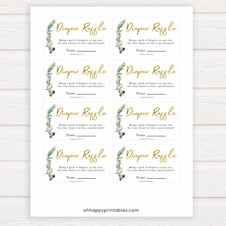 Eucalyptus baby shower games, diaper raffle baby game, fun baby shower games, printable baby games, baby shower ideas, baby games, baby shower baby shower bundle, baby shower games packs, botanical baby shower