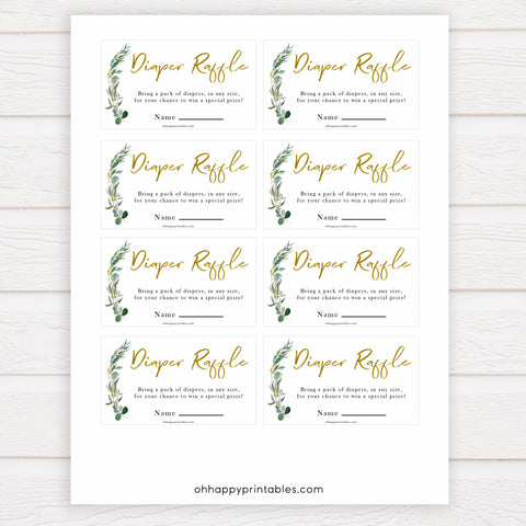 Eucalyptus baby shower games, diaper raffle baby game, fun baby shower games, printable baby games, baby shower ideas, baby games, baby shower baby shower bundle, baby shower games packs, botanical baby shower