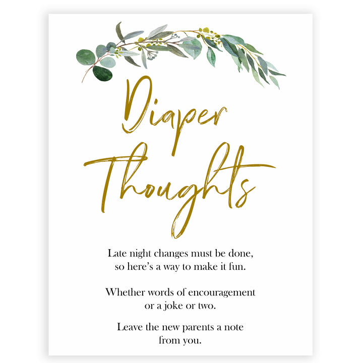 Eucalyptus baby shower games, diaper thoughts baby game, fun baby shower games, printable baby games, baby shower ideas, baby games, baby shower baby shower bundle, baby shower games packs, botanical baby shower