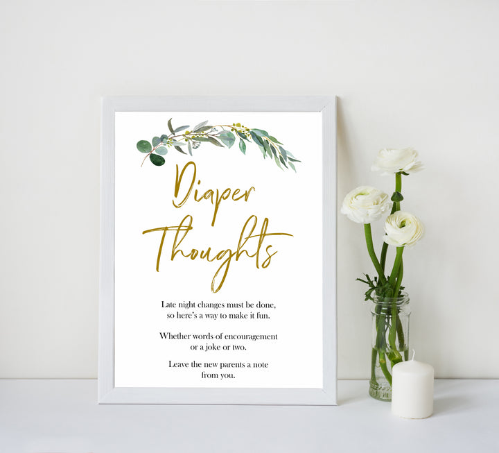 Eucalyptus baby shower games, diaper thoughts baby game, fun baby shower games, printable baby games, baby shower ideas, baby games, baby shower baby shower bundle, baby shower games packs, botanical baby shower