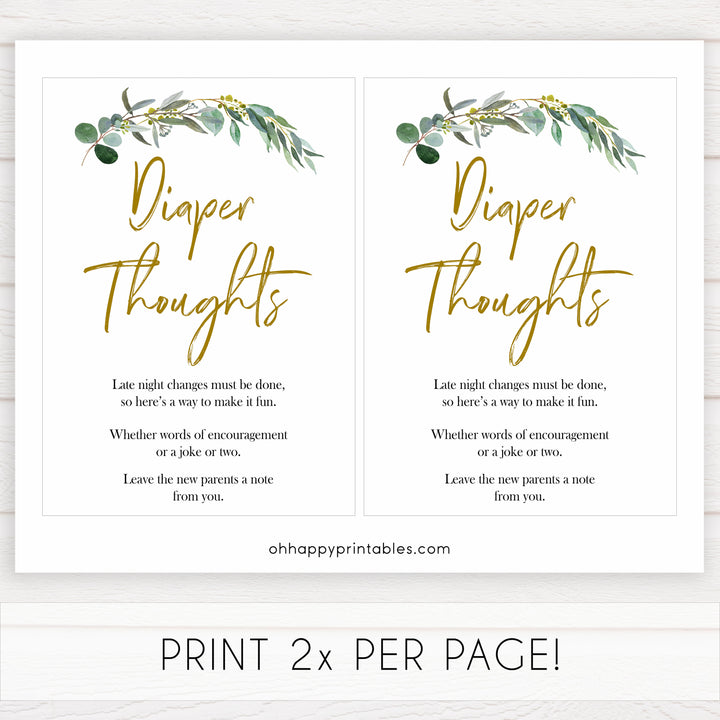 Eucalyptus baby shower games, diaper thoughts baby game, fun baby shower games, printable baby games, baby shower ideas, baby games, baby shower baby shower bundle, baby shower games packs, botanical baby shower