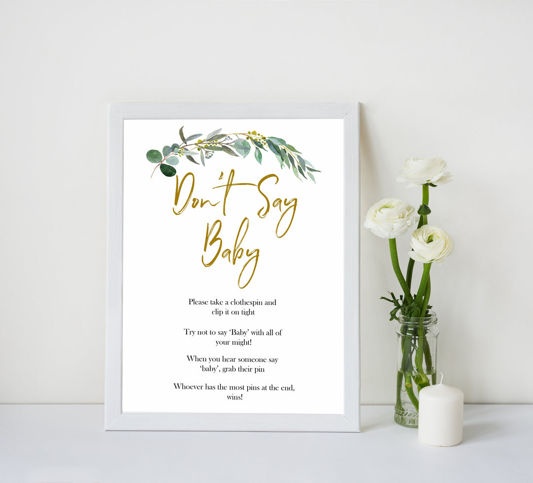 Eucalyptus baby shower games, dont say baby game baby game, fun baby shower games, printable baby games, baby shower ideas, baby games, baby shower baby shower bundle, baby shower games packs, botanical baby shower